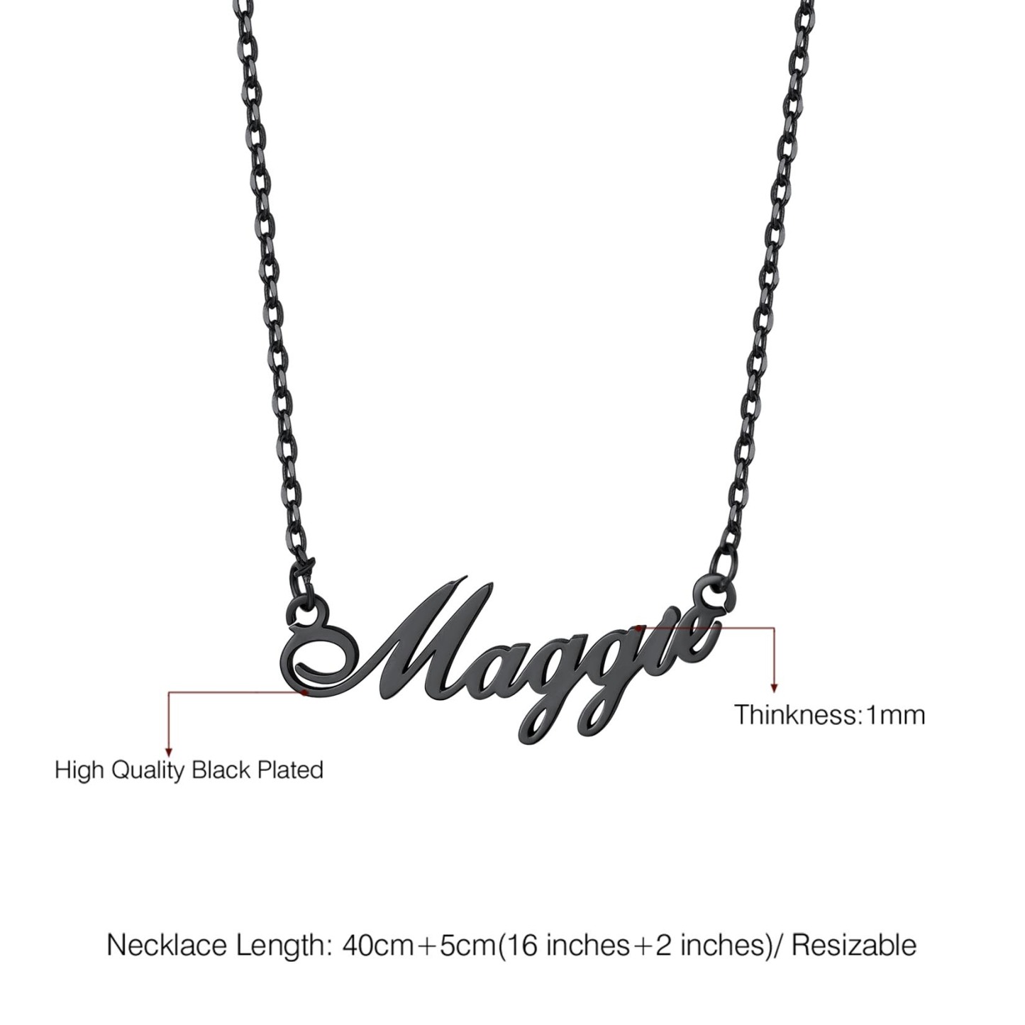 Collier Pendentif Prénom Personnalisé en Acier Inoxydable Taille