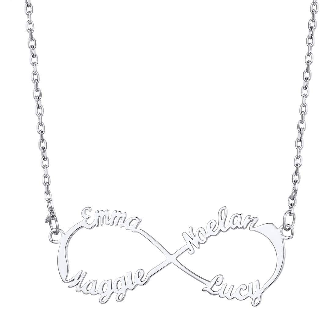 Collier Infini Personnalisé avec Nom pour Femme Argenté