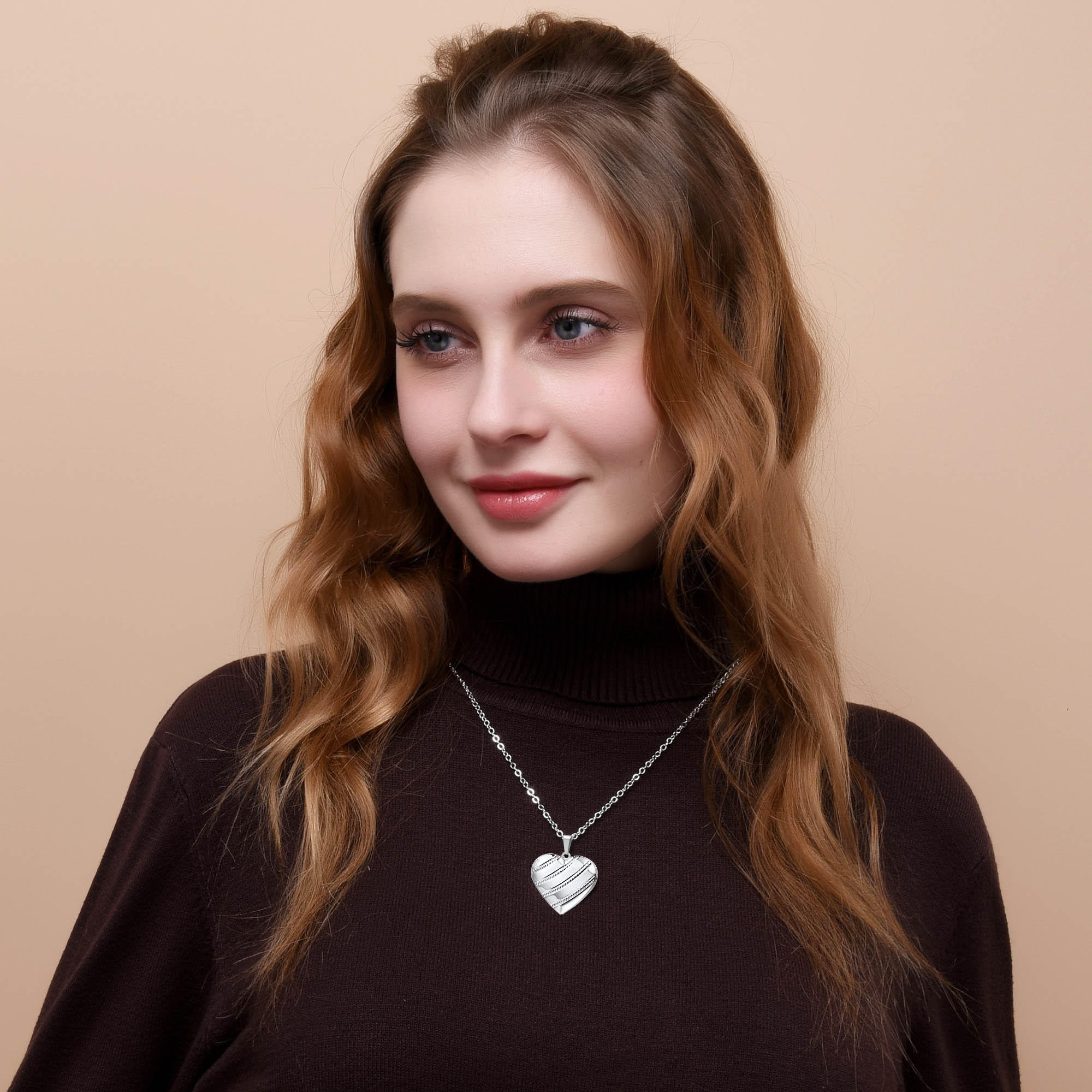 Collier Cœur Personnalisé Photo pour Femme Argenté