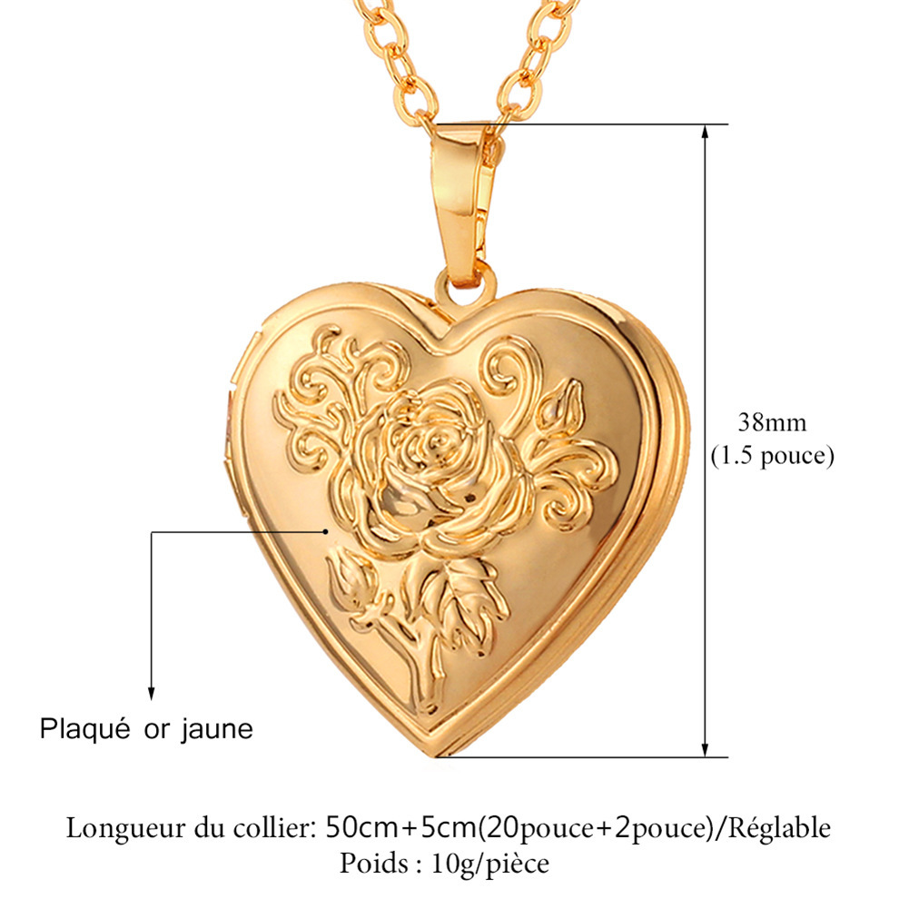 Collier Médaillon Cœur Personnalisé avec Photo Taille