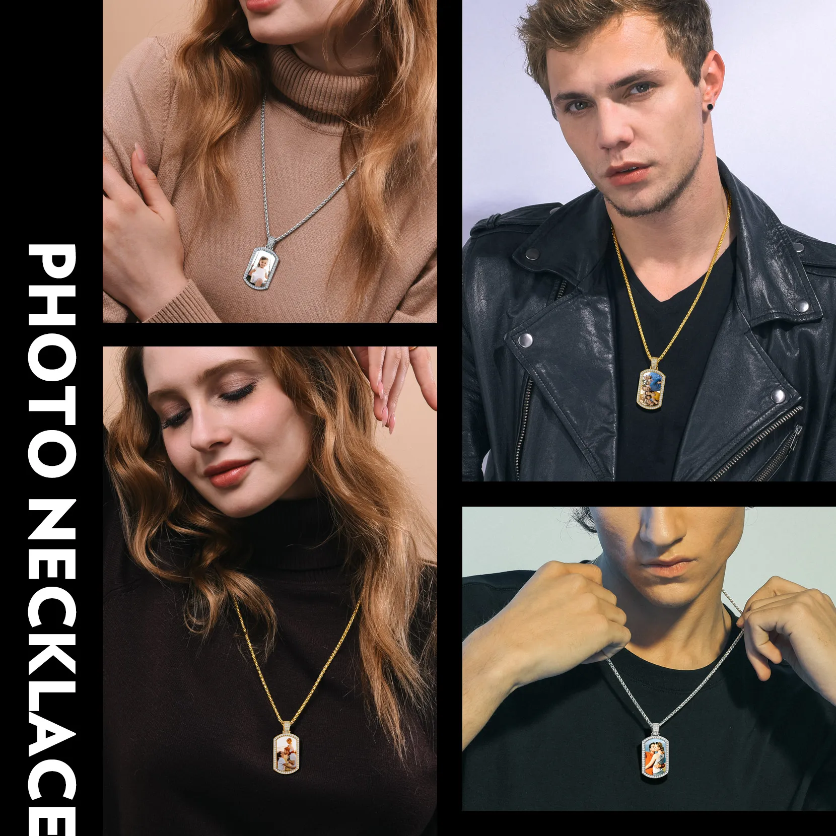 Pendentif Plaque Militaire Photo Personnalisée avec Zirconium