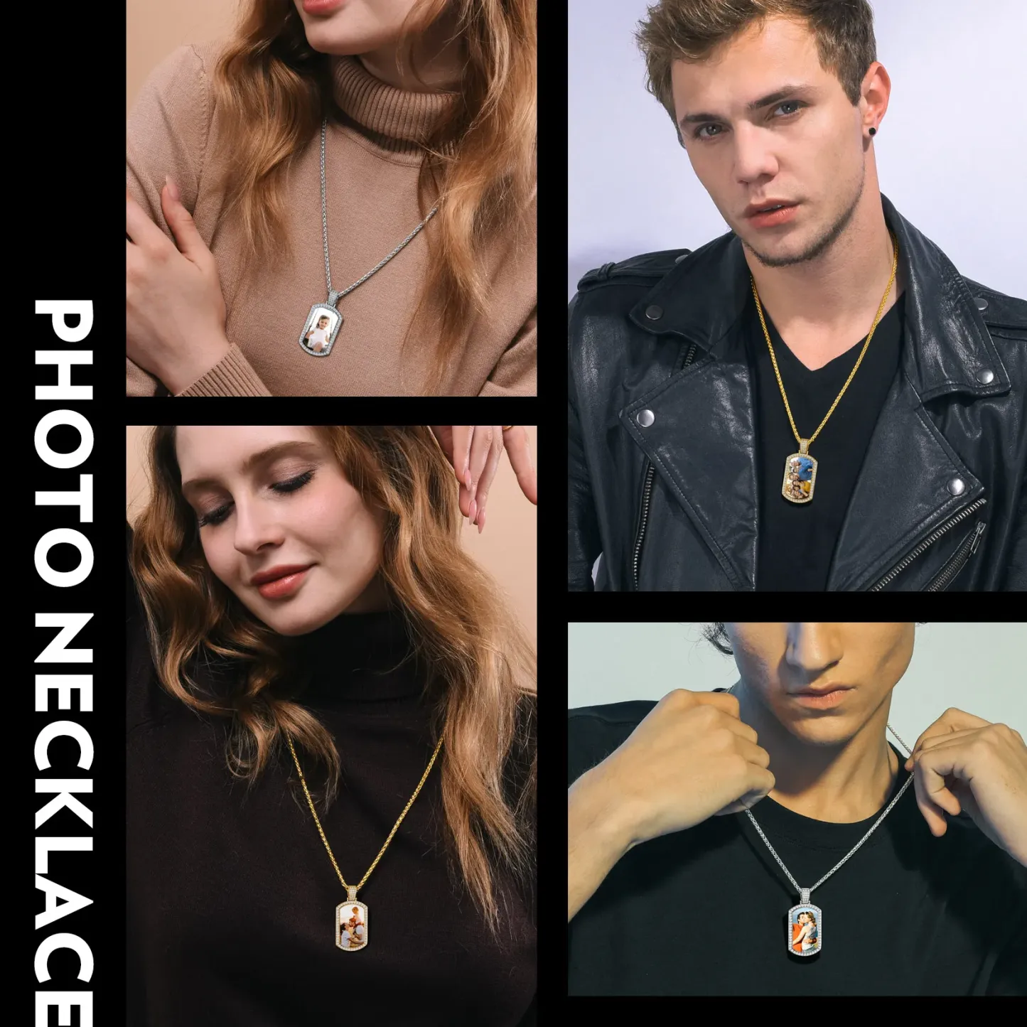 Pendentif Plaque Militaire Photo Personnalisée avec Zirconium