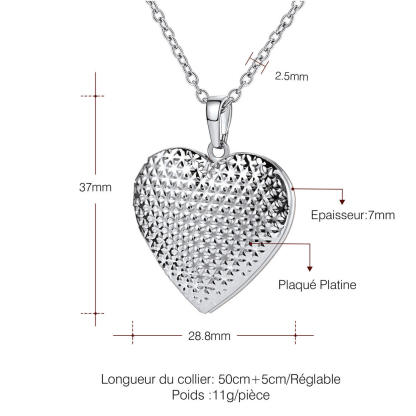 Collier Médaillon Cœur Personnalisé avec Photo et Gravure Taille