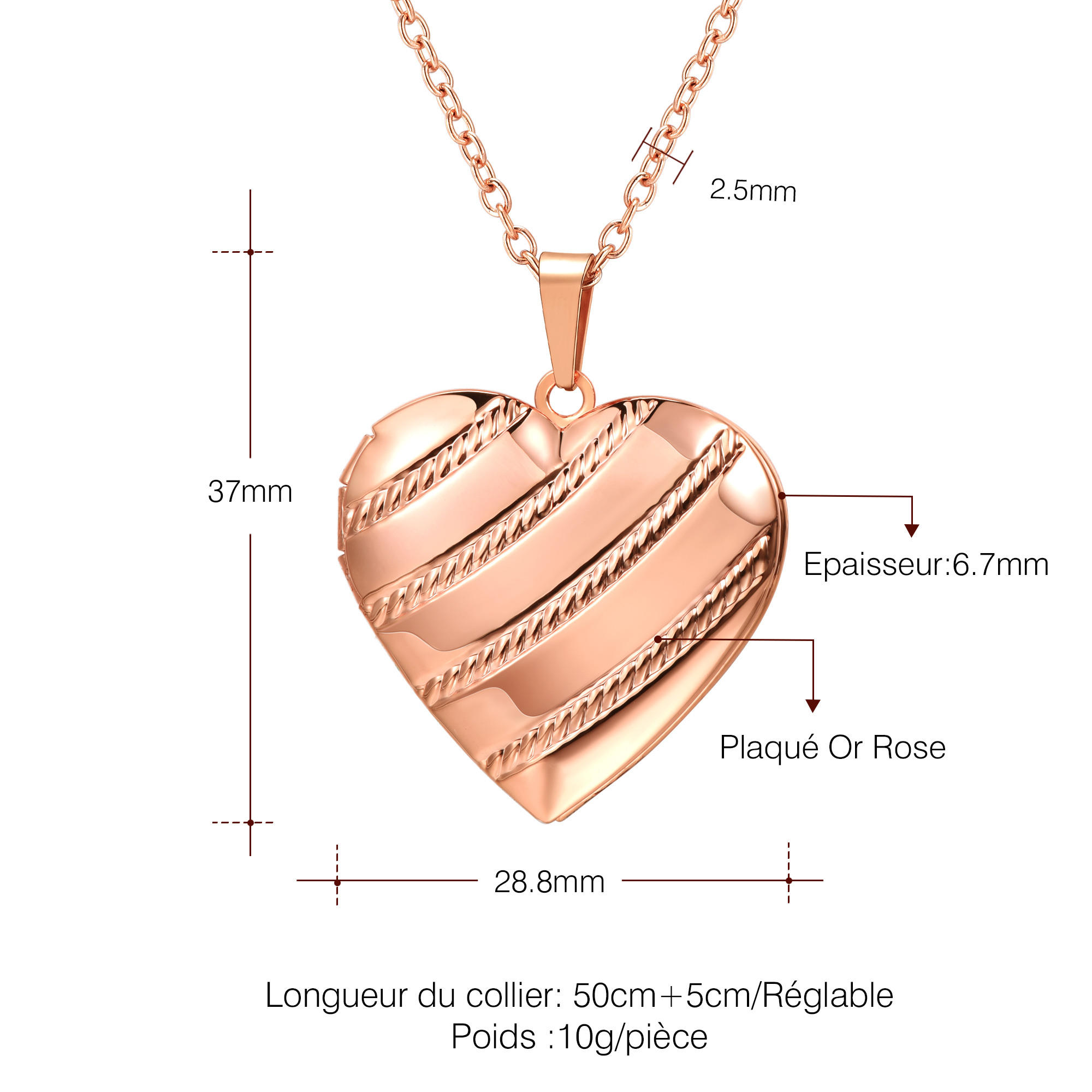 Collier Cœur Personnalisé Photo pour Femme Taille