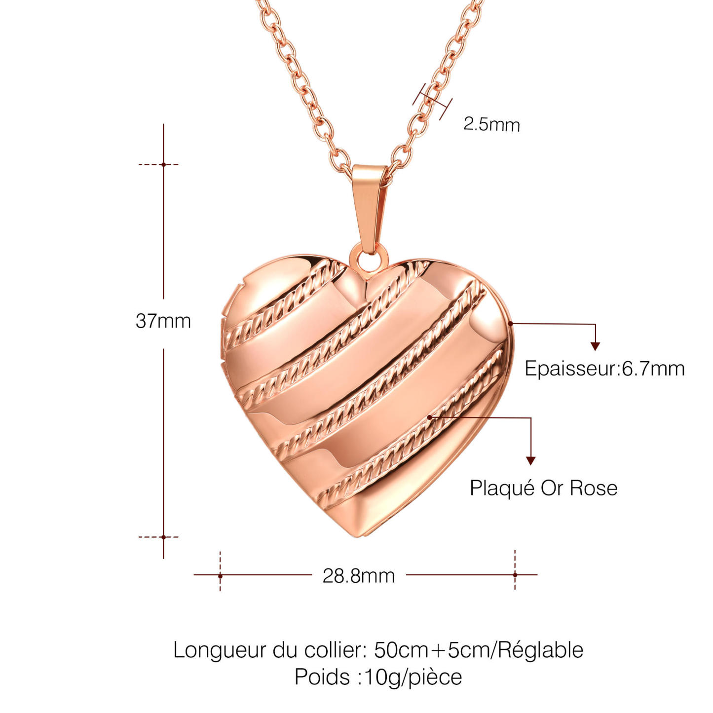 Collier Cœur Personnalisé Photo pour Femme Taille