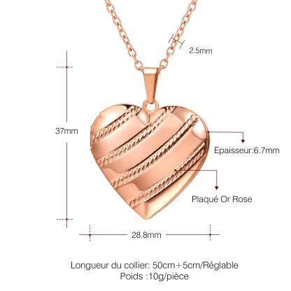 Collier Cœur Personnalisé Photo pour Femme Taille