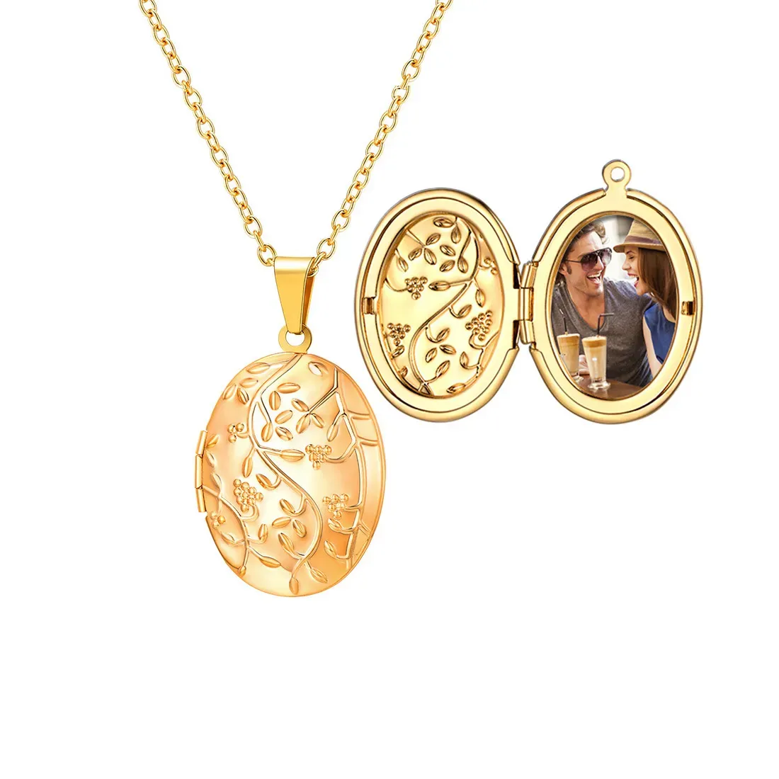 Collier Médaillon Personnalisé avec Pendentif Ovale pour Femmes Or