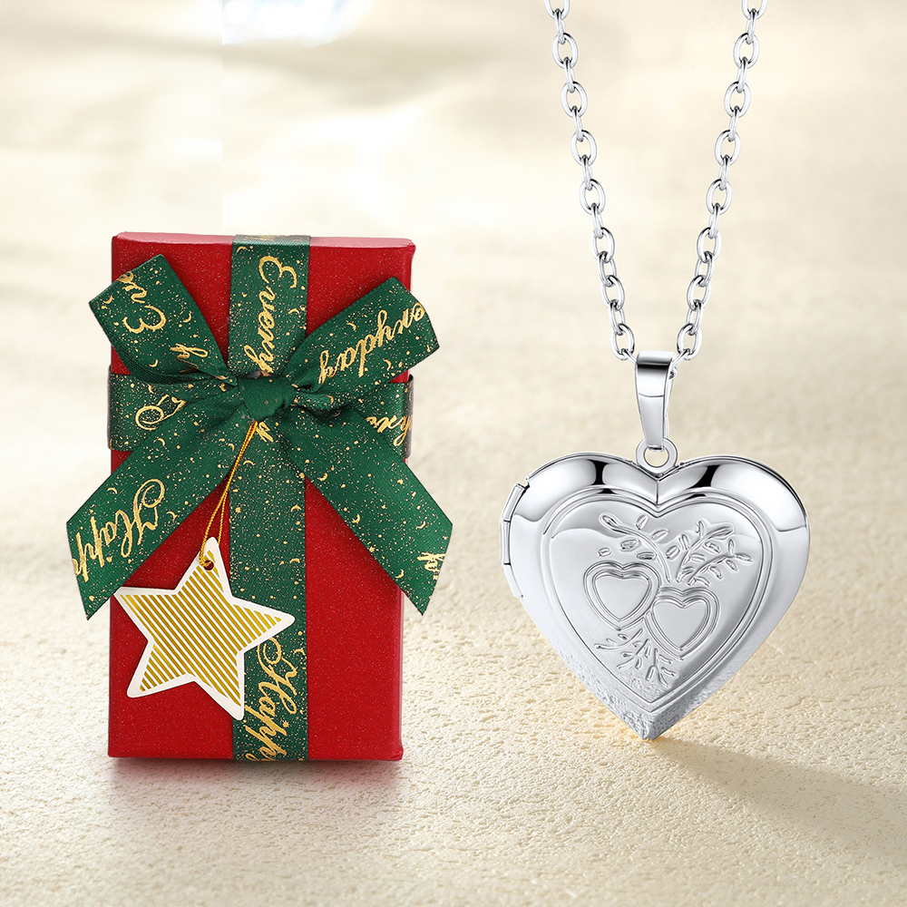 Collier Médaillon Cœur Gravé Photo | Cadeau Femme Personnalisé