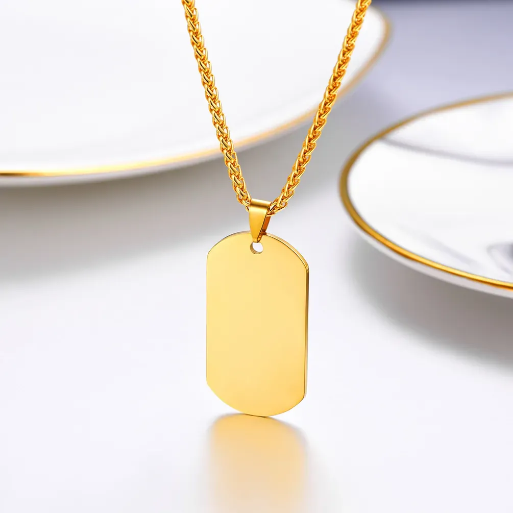 Collier Plaque Militaire Personnalisé Gravé Recto-Verso Scène Or