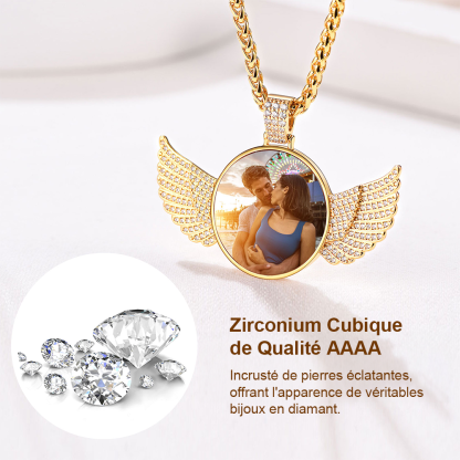 Collier Personnalisé avec Ailes d'Ange et Photo Détail 