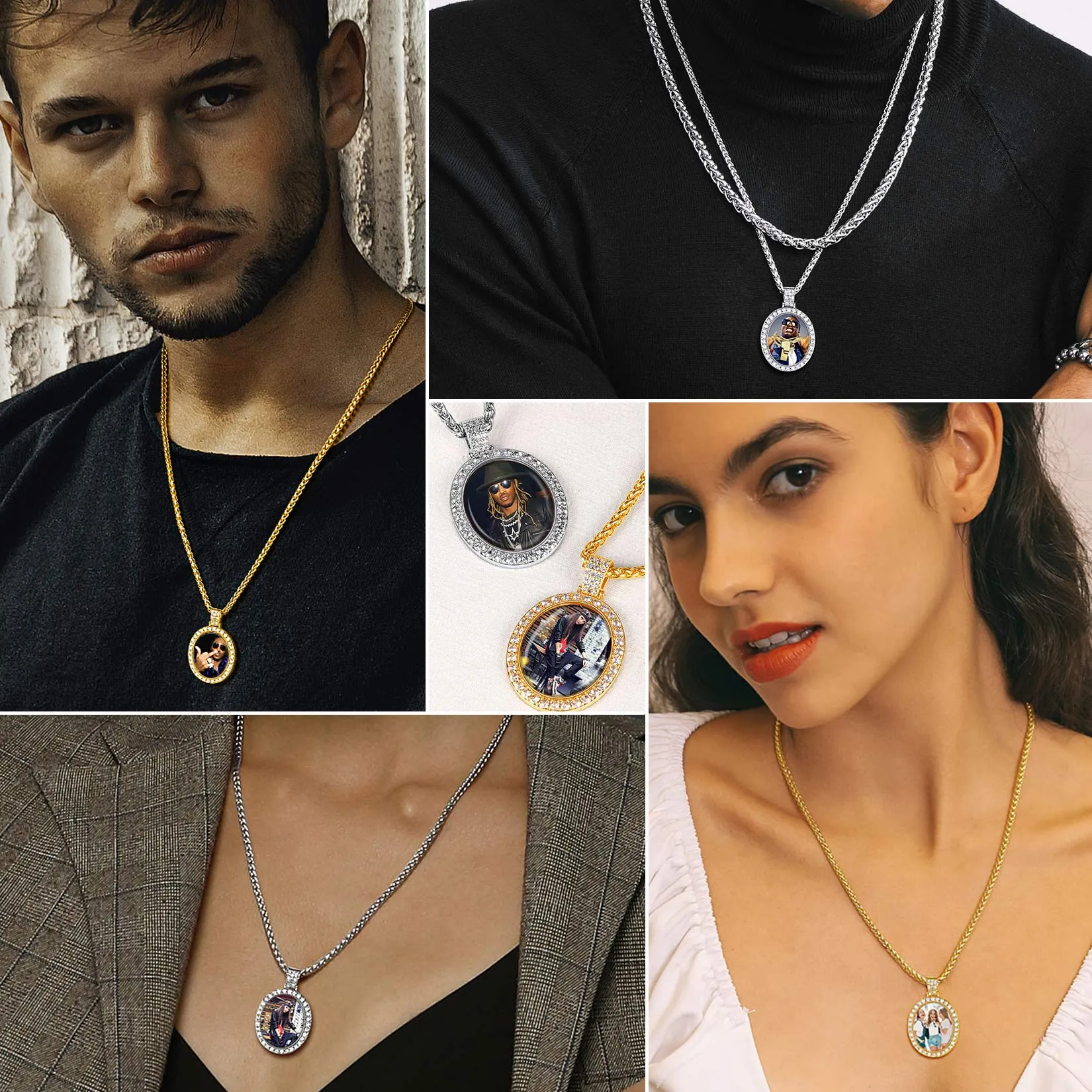 Collier Ovale Personnalisé avec Photo pour Hommes et Femmes