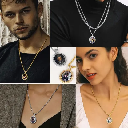 Collier Ovale Personnalisé avec Photo pour Hommes et Femmes