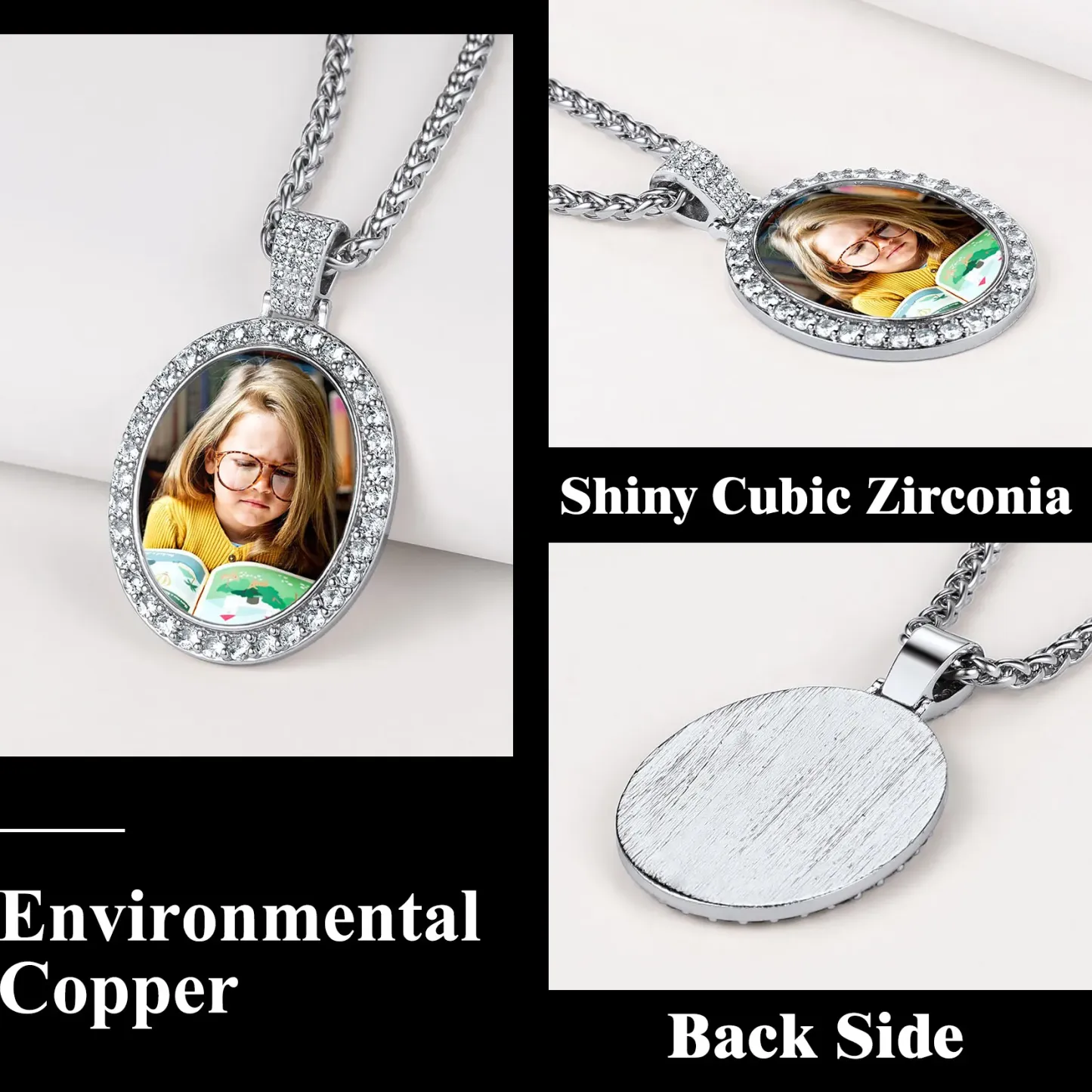 Collier Pendentif Ovale Personnalisé avec Photo pour Hommes et Femmes Détail
