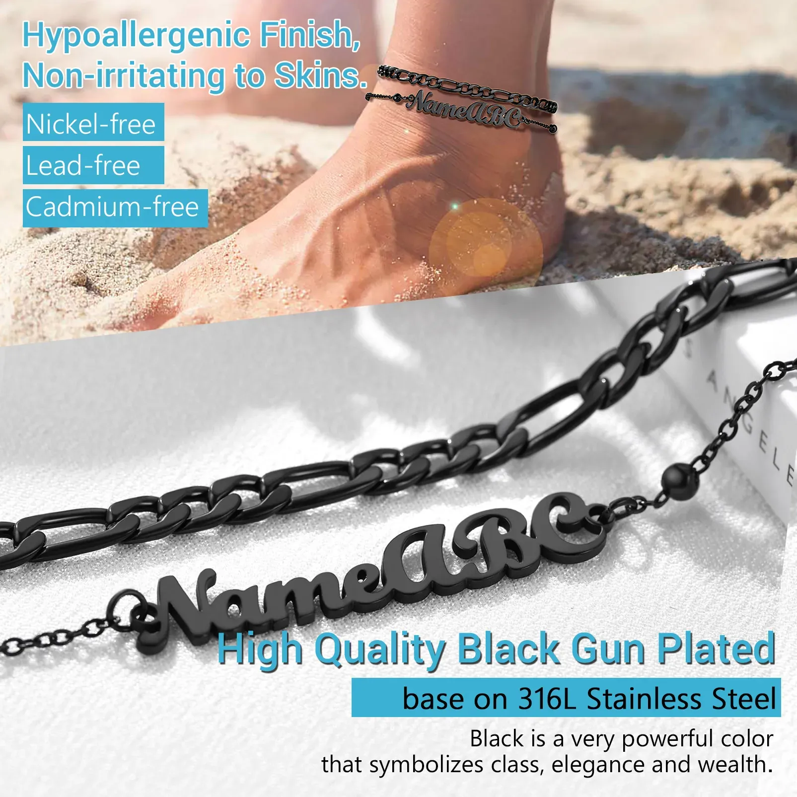 Chevillière Personnalisée Avec Chaîne Figaro Pour Femme Détail