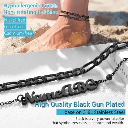 Chevillière Personnalisée Avec Chaîne Figaro Pour Femme Détail