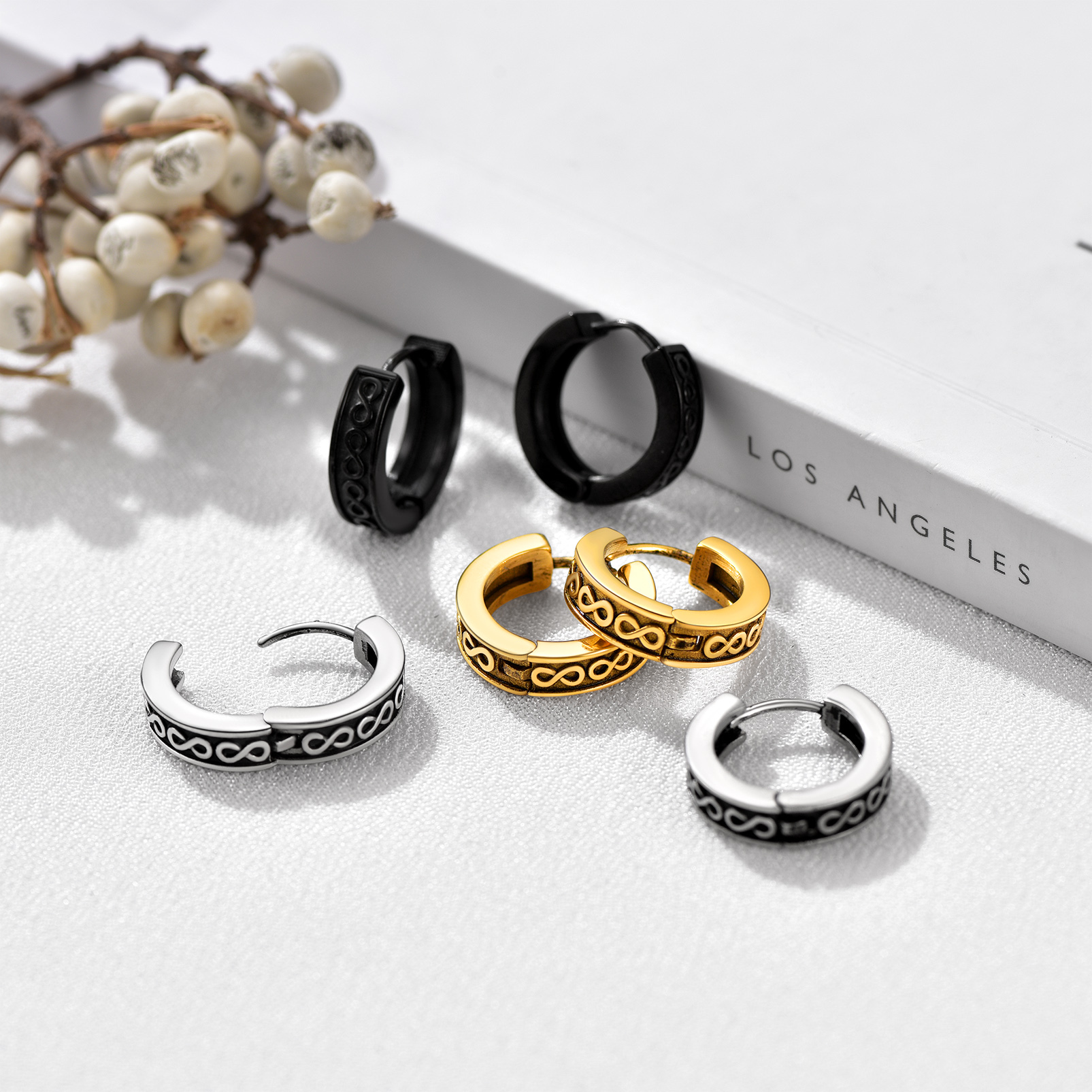 Boucles d’oreilles Infini en Acier Inoxydable pour Homme