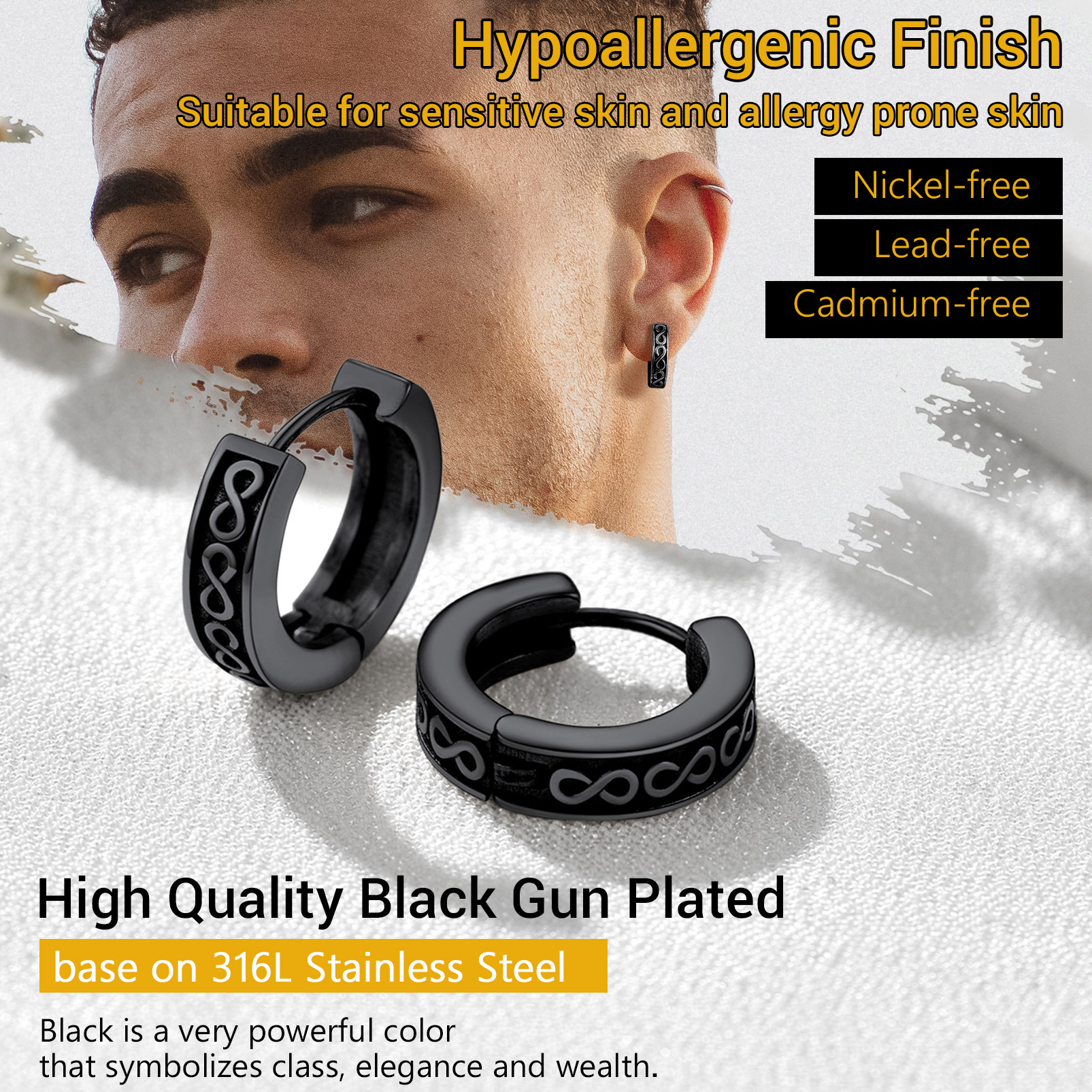 Boucles d’oreilles Infini en Acier Inoxydable pour Homme