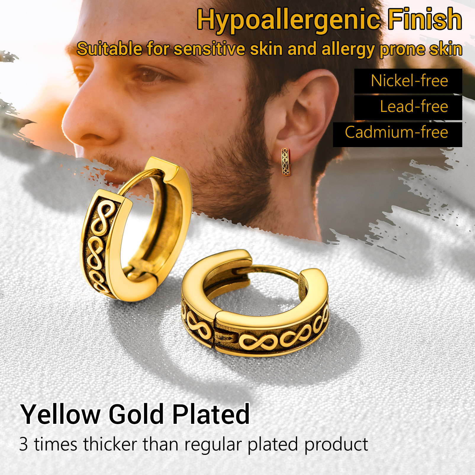 Boucles d’oreilles Infini en Acier Inoxydable pour Homme