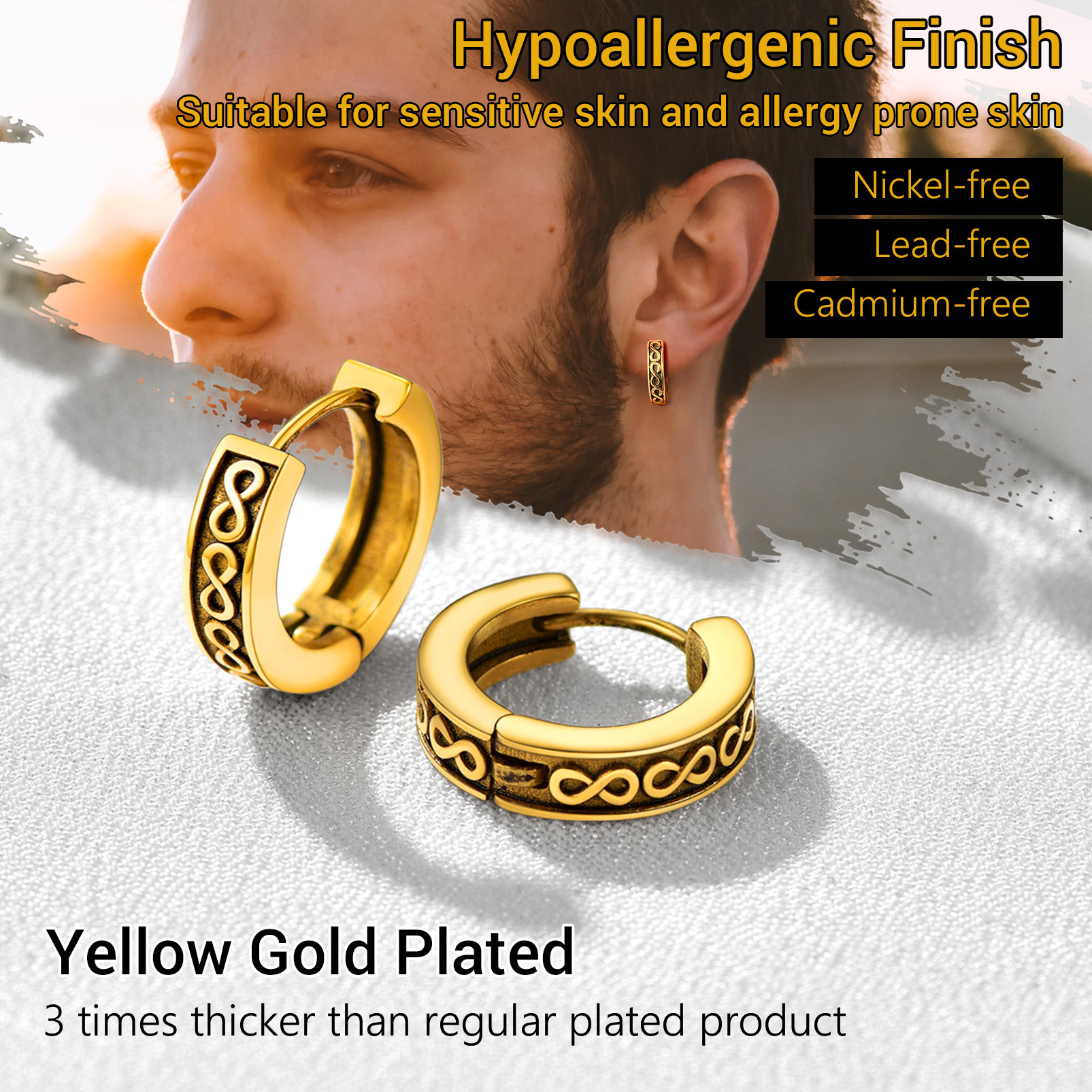 Boucles d’oreilles Infini en Acier Inoxydable pour Homme