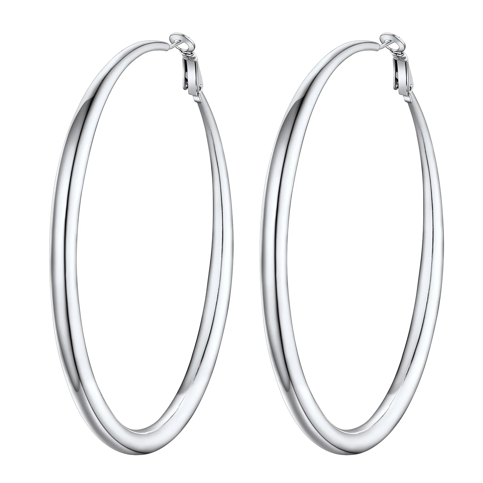 Créoles Élégantes et Minimalistes en Acier Inoxydable pour Femmes Argenté 80mm