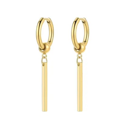 Boucles d'Oreilles Pendantes Barres en Acier Inoxydable Or