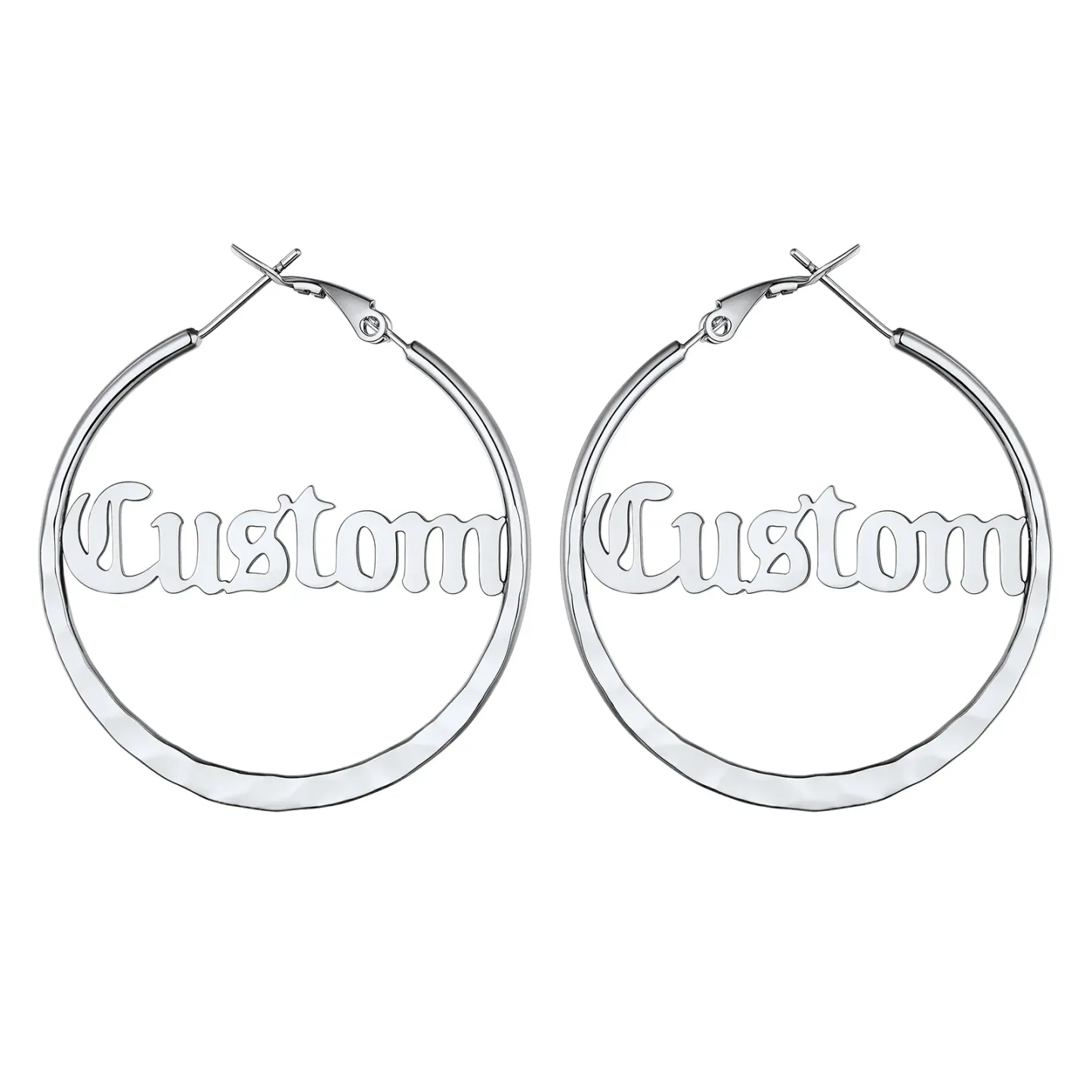 Créoles Rondes Personnalisées avec Double Nom pour Femmes 30/40/60/80mm