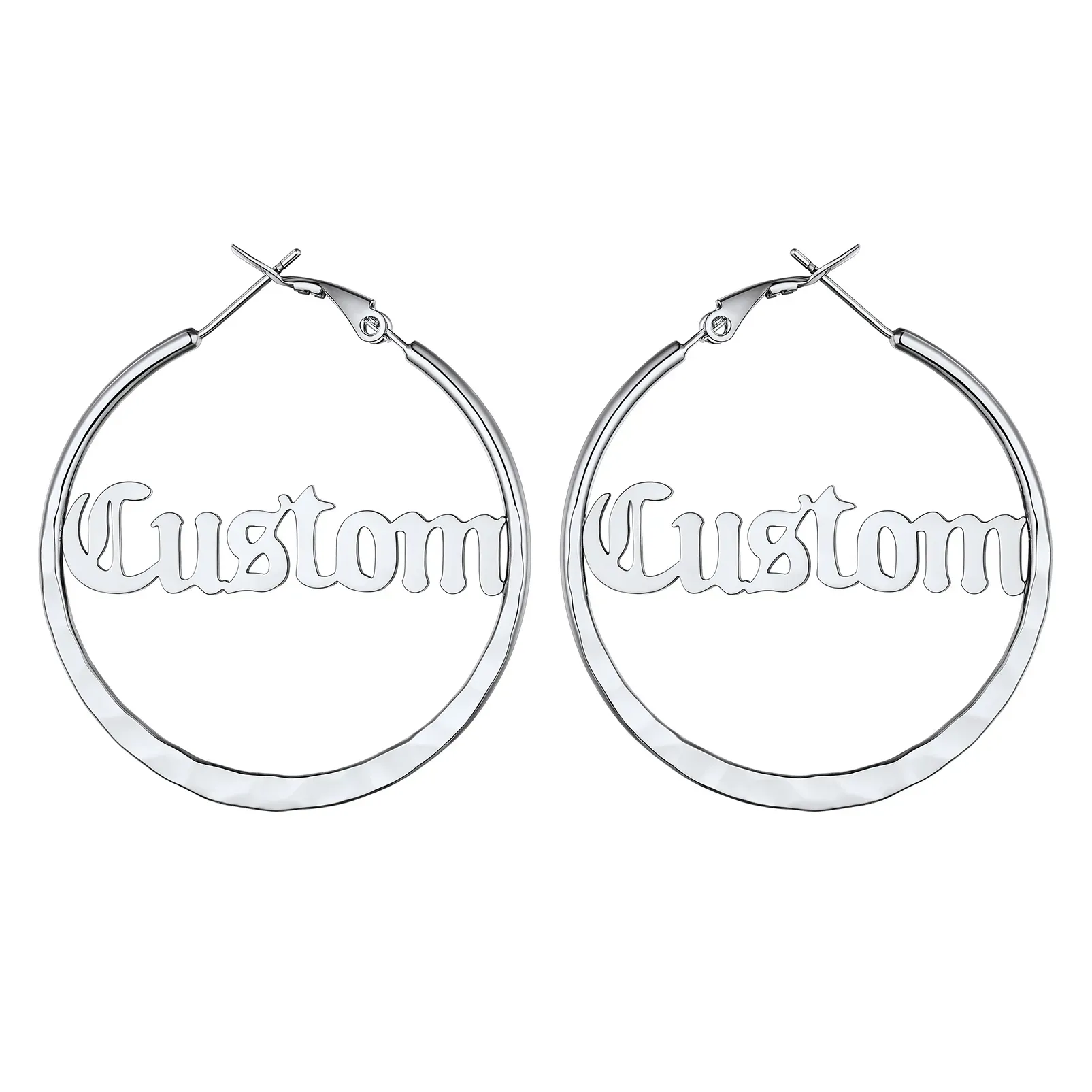 Créoles Rondes Personnalisées avec Double Nom pour Femmes 30/40/60/80mm