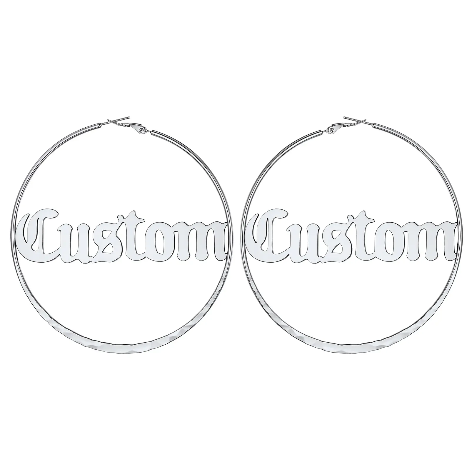 Créoles Rondes Personnalisées avec Double Nom pour Femmes 30/40/60/80mm