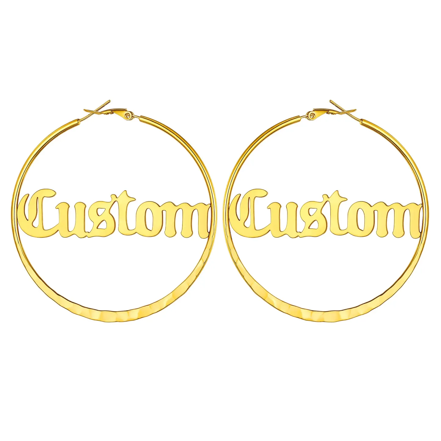 Créoles Rondes Personnalisées avec Double Nom pour Femmes 30/40/60/80mm