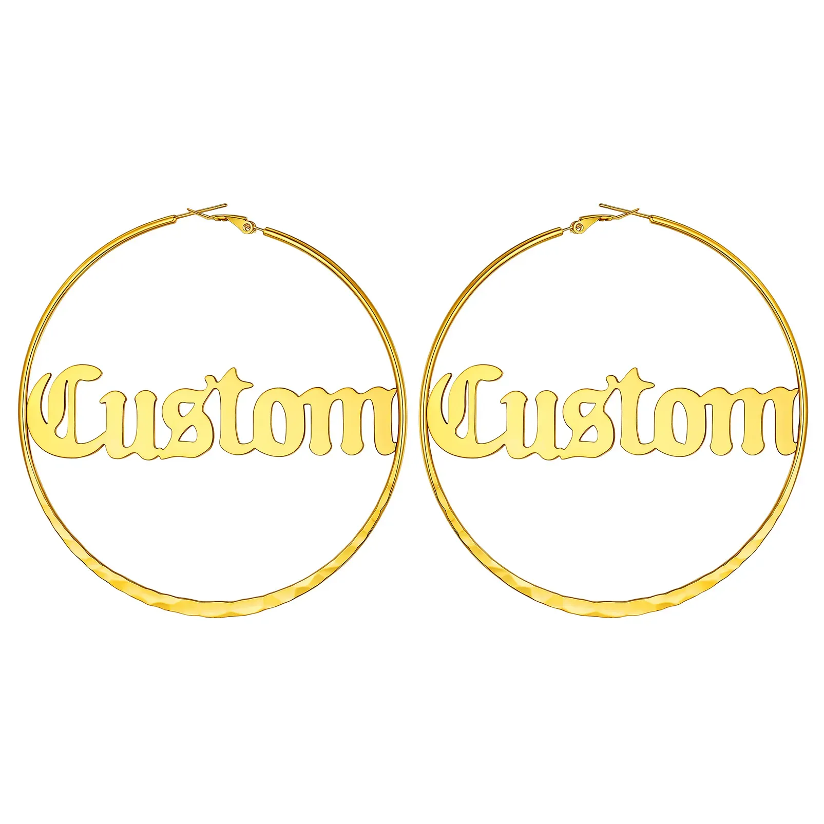 Créoles Rondes Personnalisées avec Double Nom pour Femmes 30/40/60/80mm