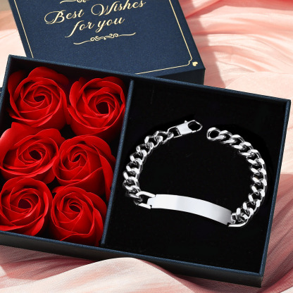 Bracelet Personnalisé en Acier Inoxydable Maille Cubaine Boite