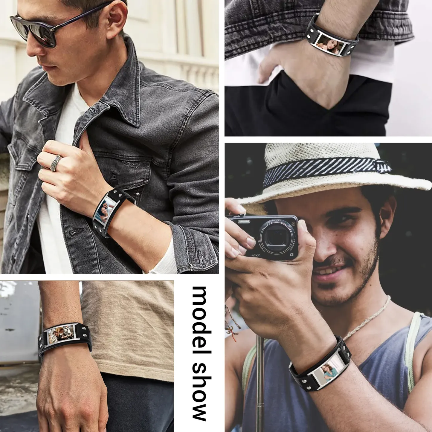 Bracelet en Cuir Personnalisé avec Photo pour Homme Scène