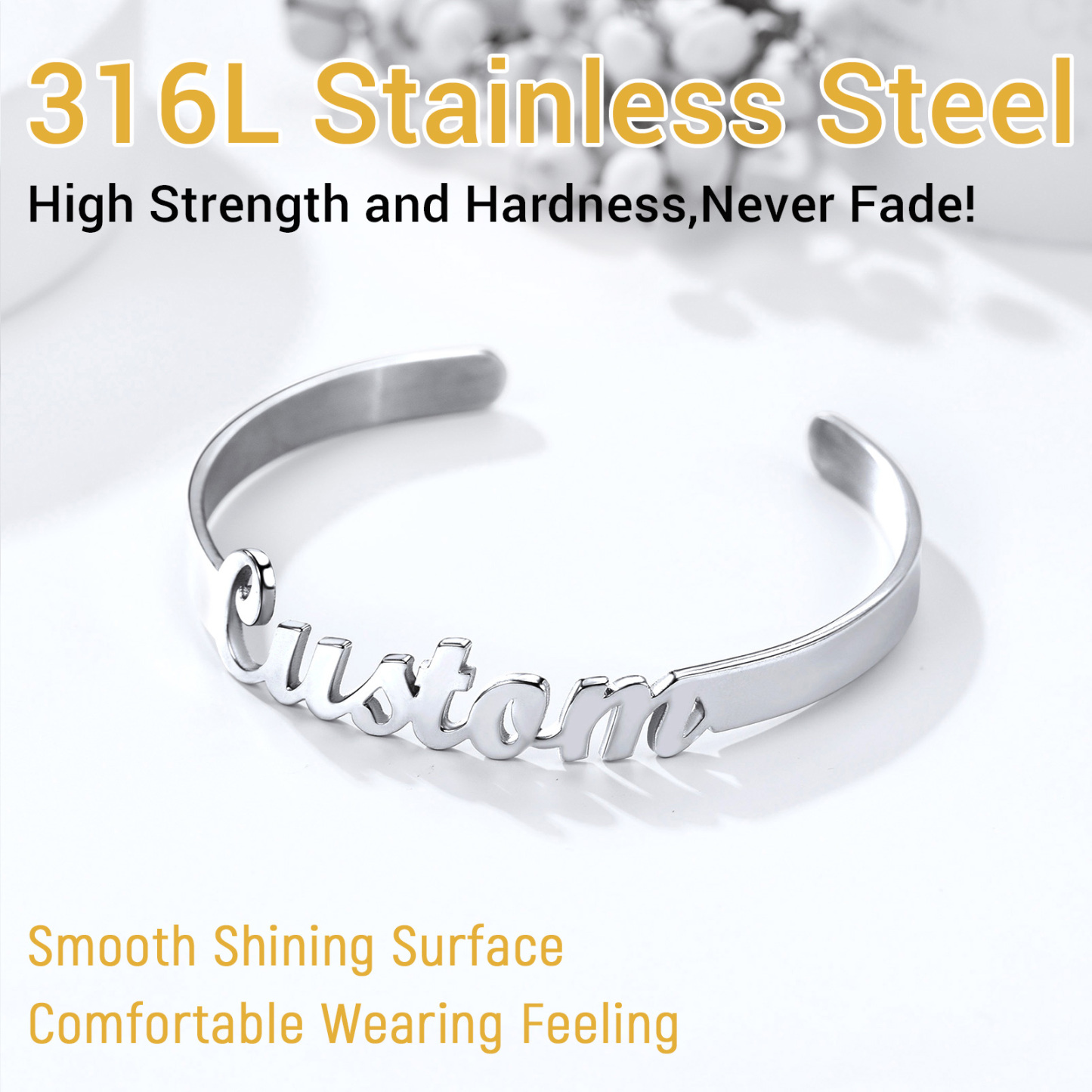  Bracelet Personnalisé avec Nom en Acier Inoxydable 316L  Détail