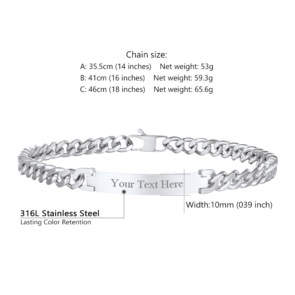 Collier Personnalisé Hip Hop avec Chaîne Cubaine pour Femme Taille