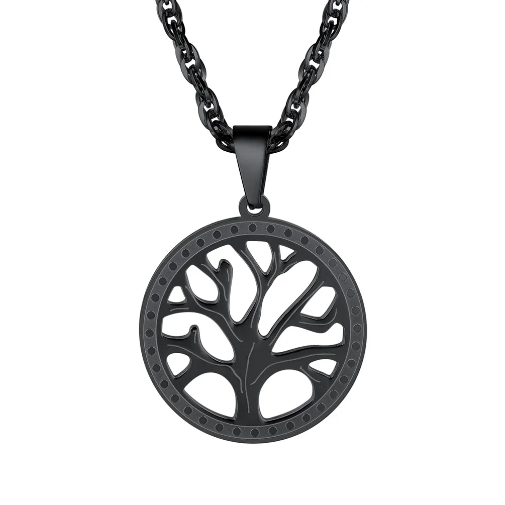 Collier Arbre de Vie Nature Spirituelle pour Famille Noir