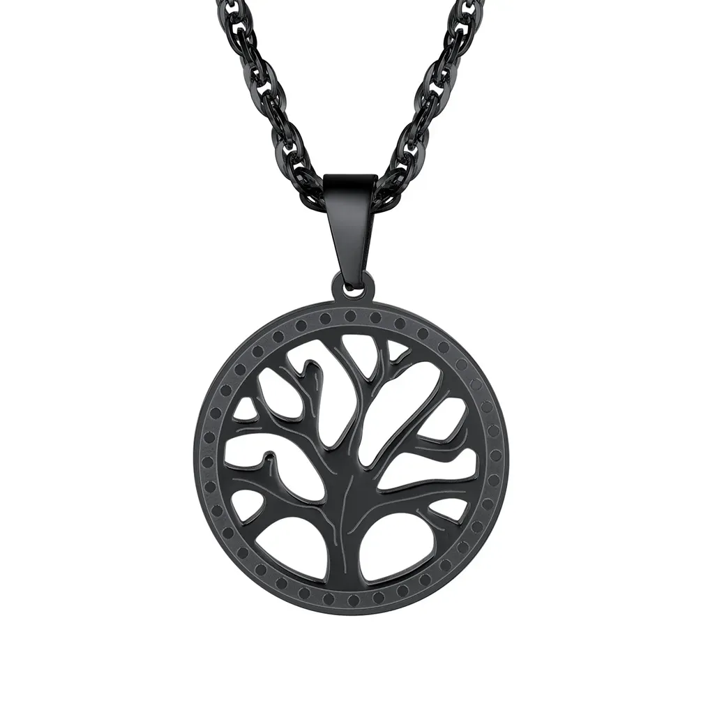 Collier Arbre de Vie Nature Spirituelle pour Famille Noir