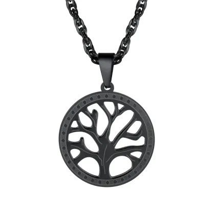 Collier Arbre de Vie Nature Spirituelle pour Famille Noir