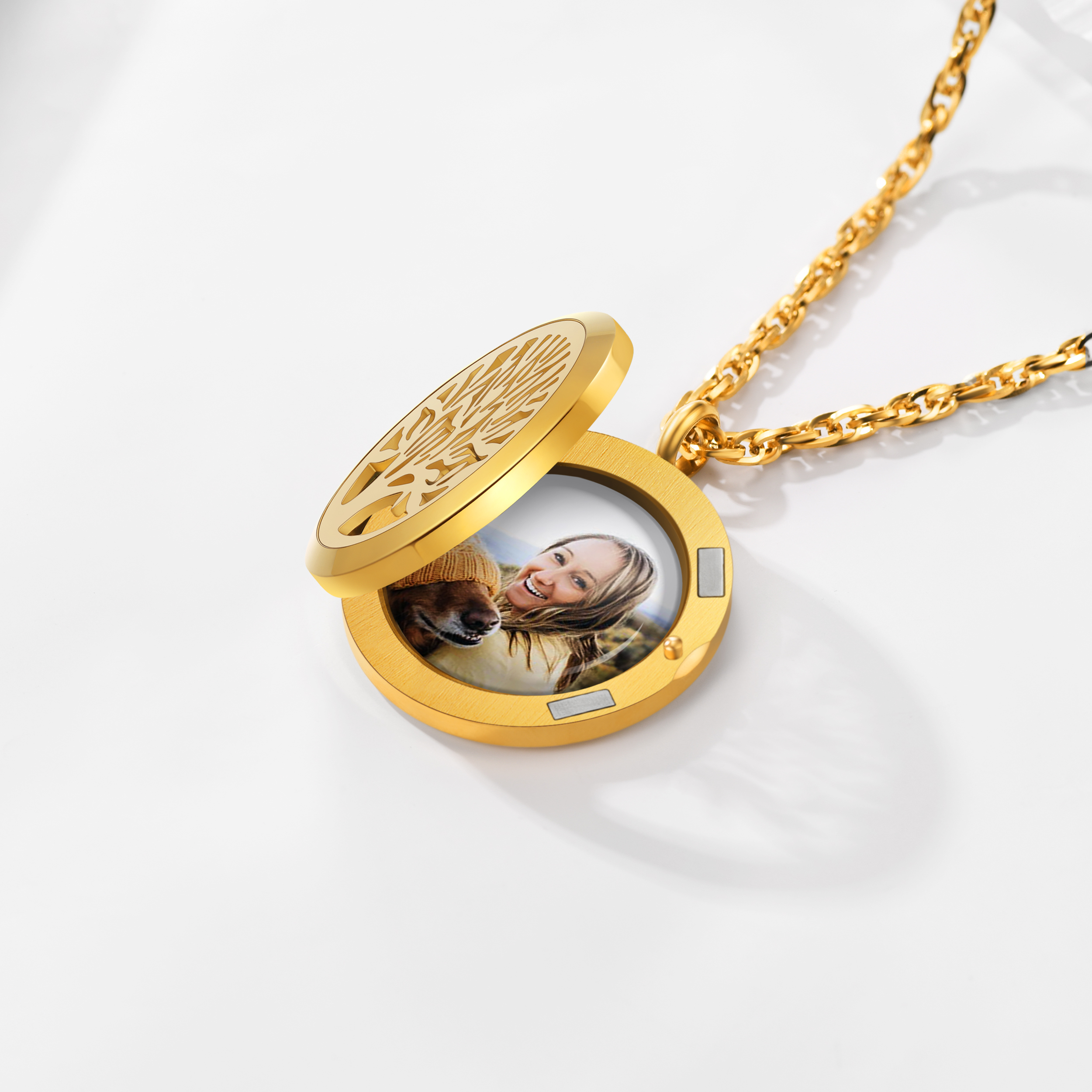  Pendentif Photo Personnalisé en Acier Inoxydable pour Cadeau Unique Or