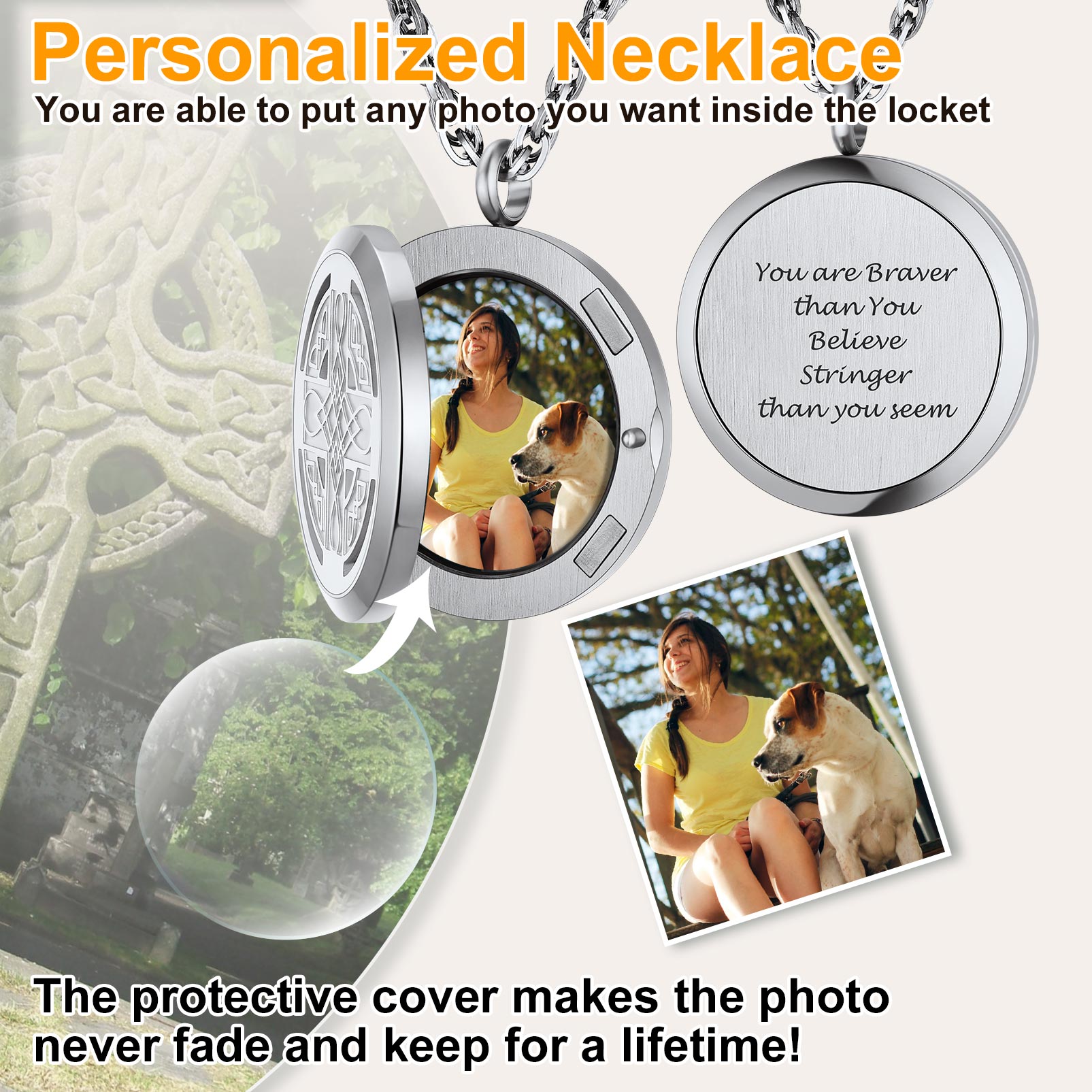 Collier Médaillon Personnalisé avec Photo Gravée Cadeau pour Homme