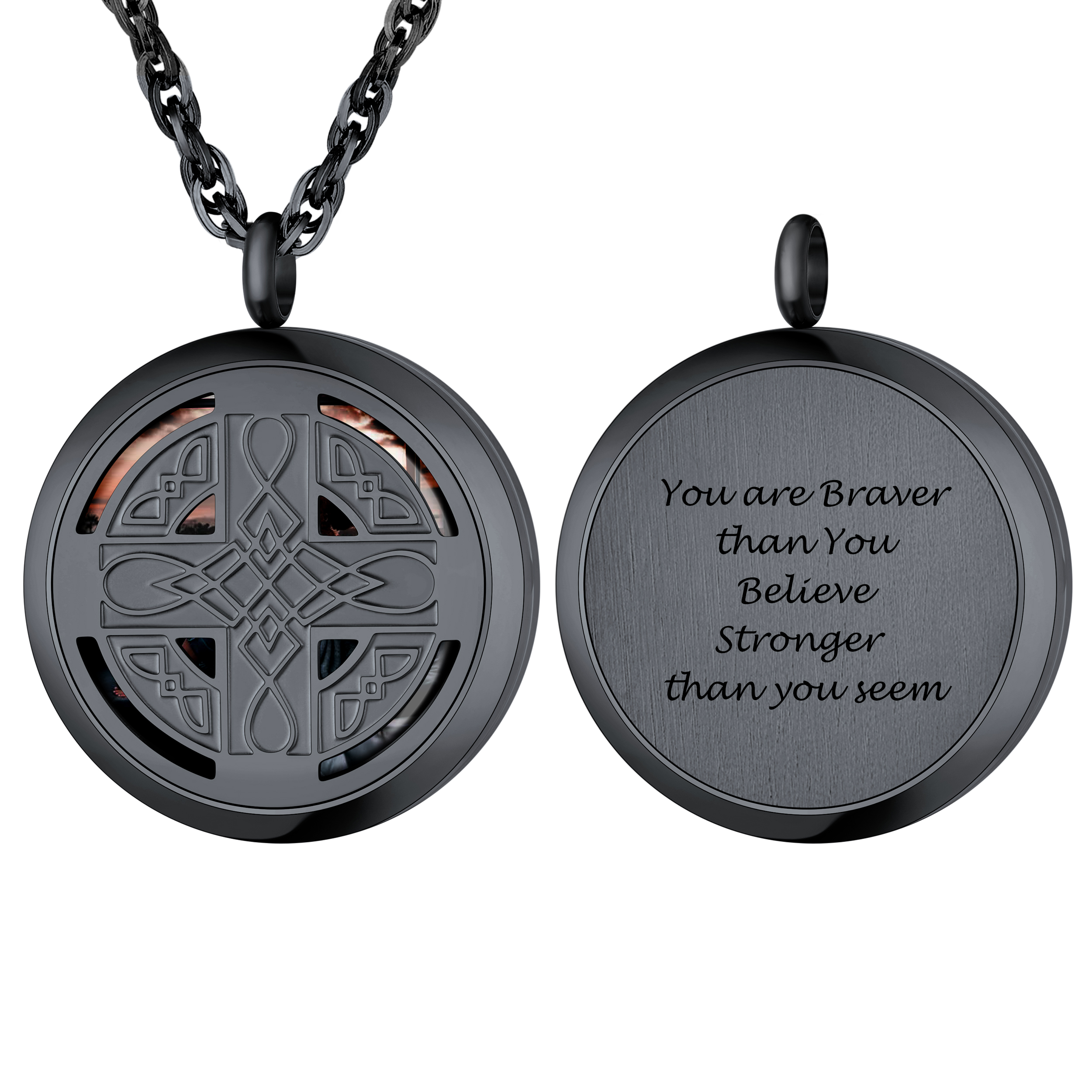 Collier Médaillon Personnalisé avec Photo Gravée Noir