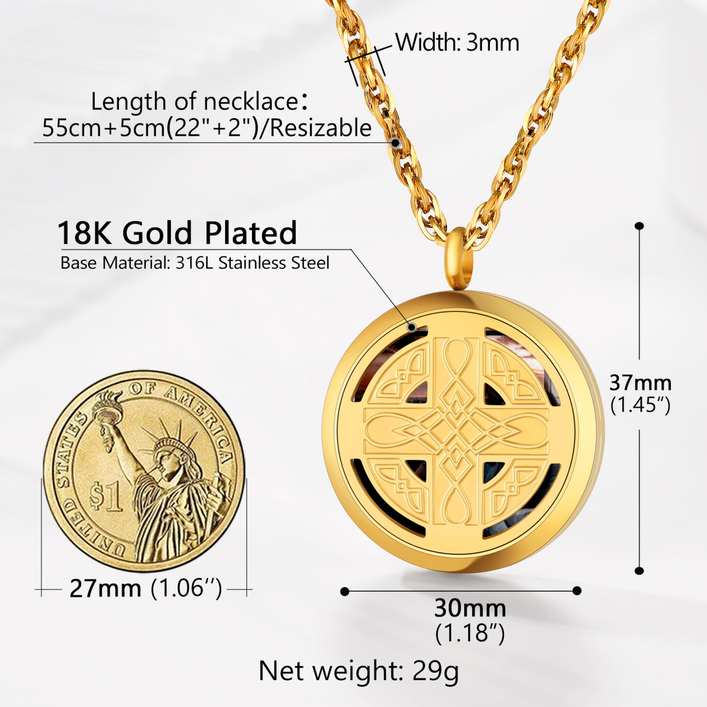 Collier Médaillon Personnalisé avec Photo Gravée Taille