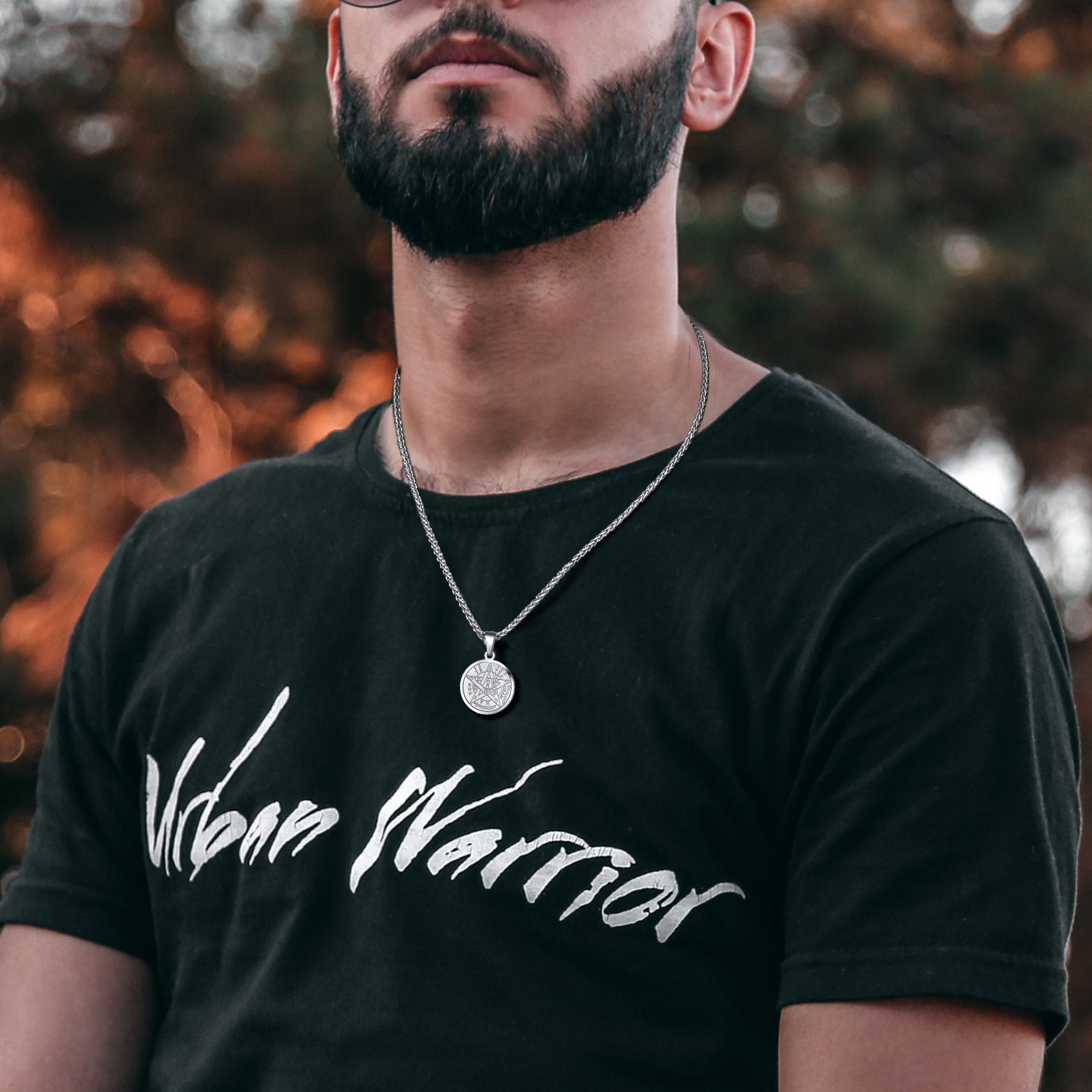 Collier Pentagramme avec Pendentif Wiccan Païen Gravé