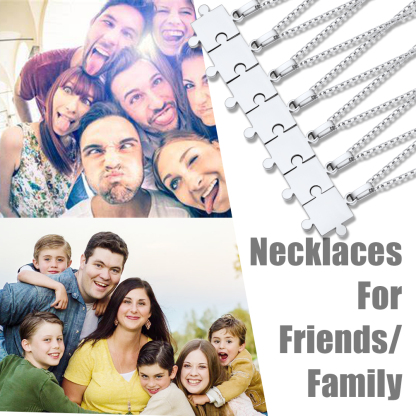 Collier Puzzle 7 Pièces Gravé en Acier Inoxydable pour Amis Scène
