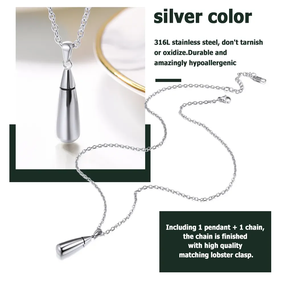 Collier Urne Personnalisé en Forme de Goutte pour Cendres Détail