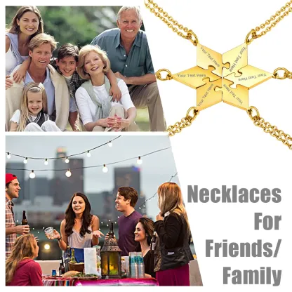 Collier Pendentif Puzzle 6 Pièces Personnalisé avec Noms pour Famille