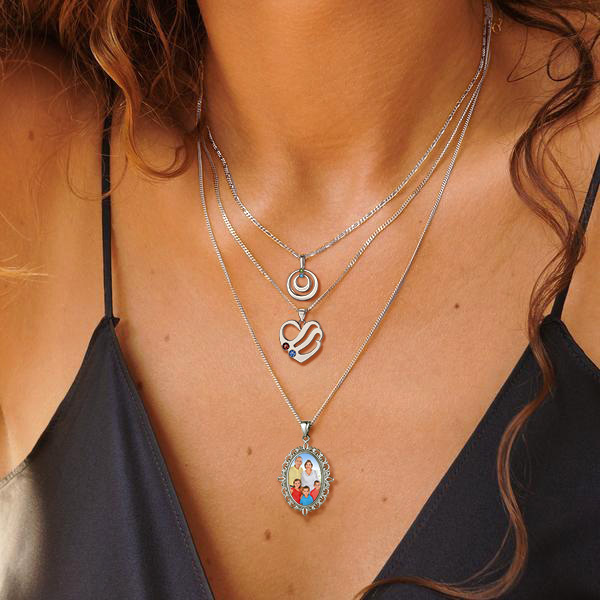 Collier Photo Gravé Personnalisé avec Chaîne en Acier Inoxydable