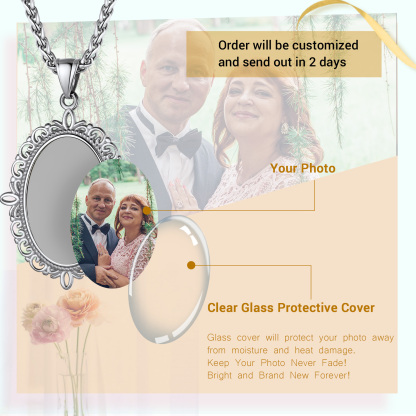 Collier Photo Gravé Personnalisé avec Chaîne en Acier Inoxydable