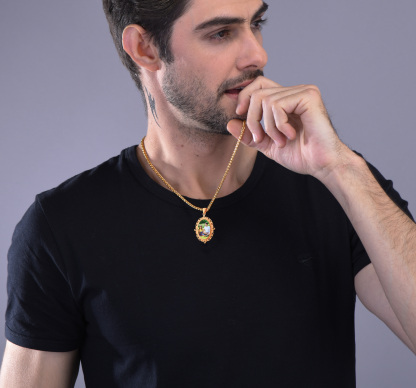 Collier Photo Gravé Personnalisé avec Chaîne en Acier Inoxydable