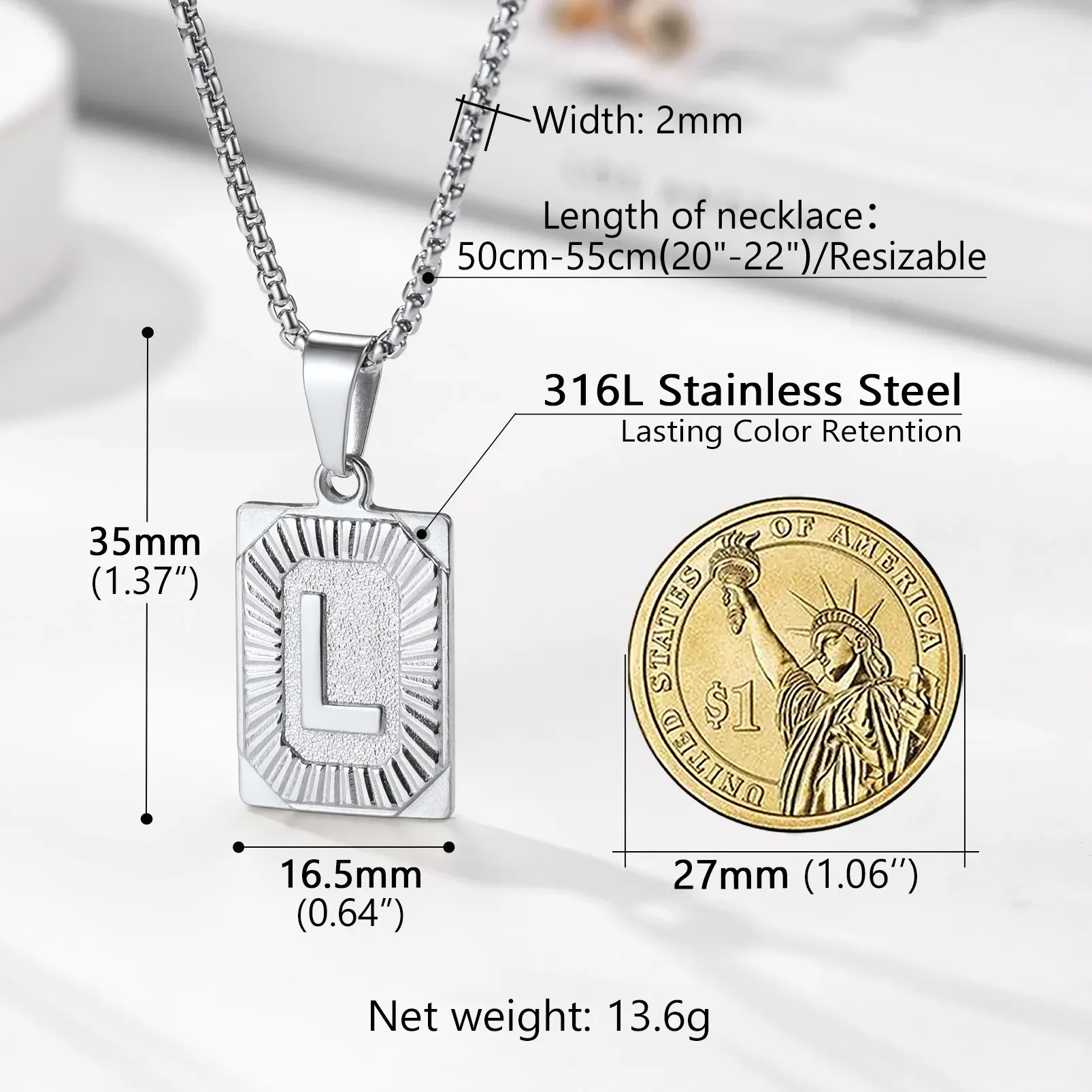 Collier avec Pendentif Médaille Gravée personnalisée pour Homme Taille