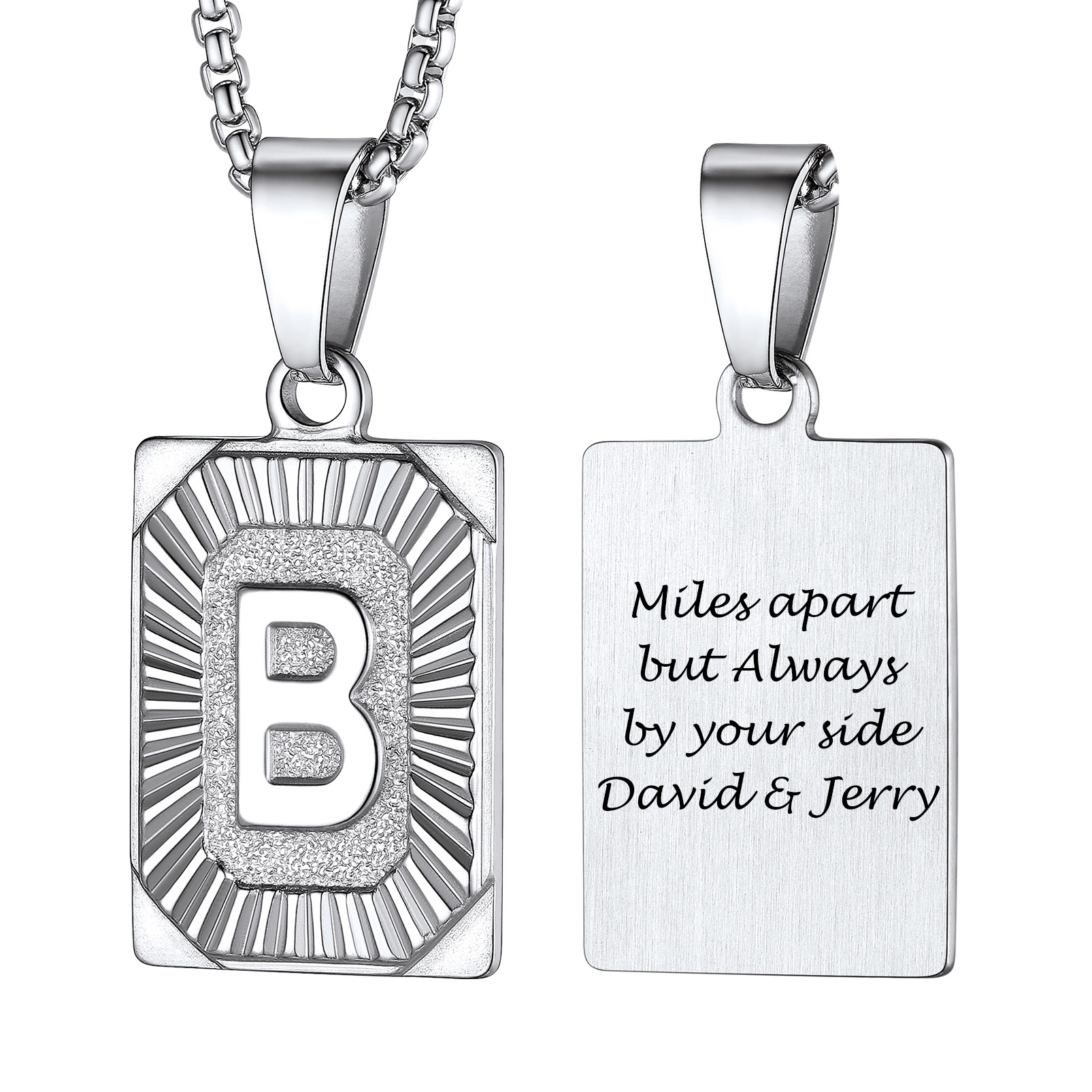 Collier avec Pendentif Médaille Gravée personnalisée pour Homme  Argenté B